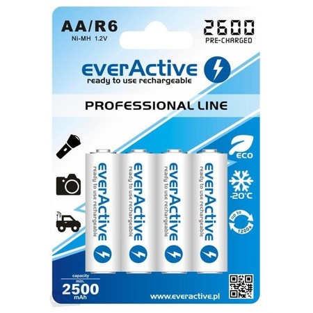 everActive R6 / AA 2600mAh 1.2 V Ni-Mh rechargeable battery, 4 pcs