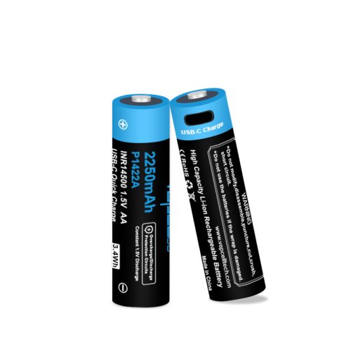 Vapcell P1422A 1.5V battery with 2250 mAh capacity and C-type port 